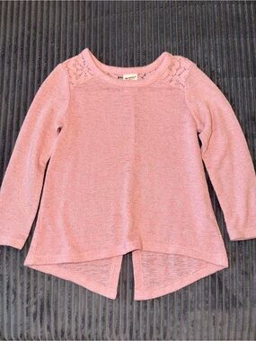 Arizona Jean Company 2T Girls' Light Pink Lace-Shoulder Long Sleeve Top